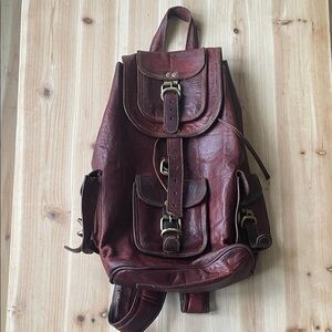 Vintage Genuine Leather Outdoors Adventure Hiking Backpack